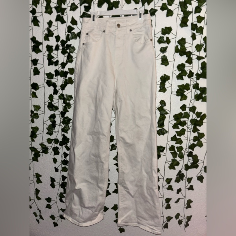 white straight leg baggy jeans